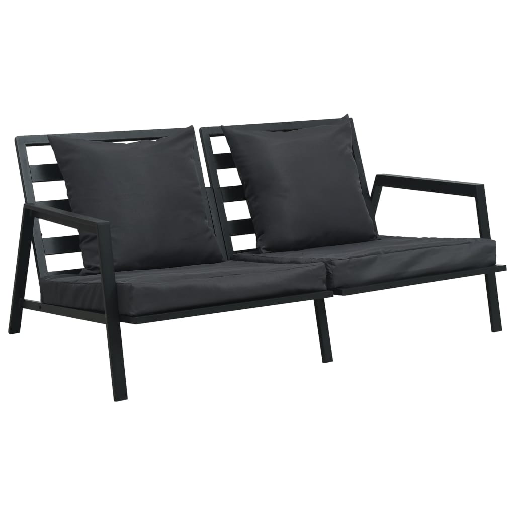 5-tlg. Garten-Lounge-Set mit Auflagen Aluminium Dunkelgrau