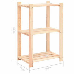 Lagerregale 3 Böden 3 Stk. 60x38x90cm Massivholz Kiefer 150kg