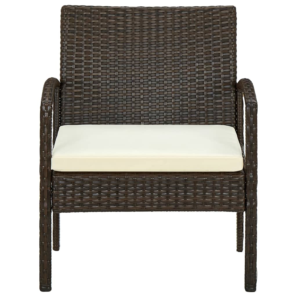 Gartenstuhl mit Kissen Poly Rattan Braun