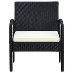 Gartenstuhl mit Kissen Poly Rattan Schwarz