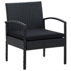 Gartenstuhl mit Kissen Poly Rattan Schwarz