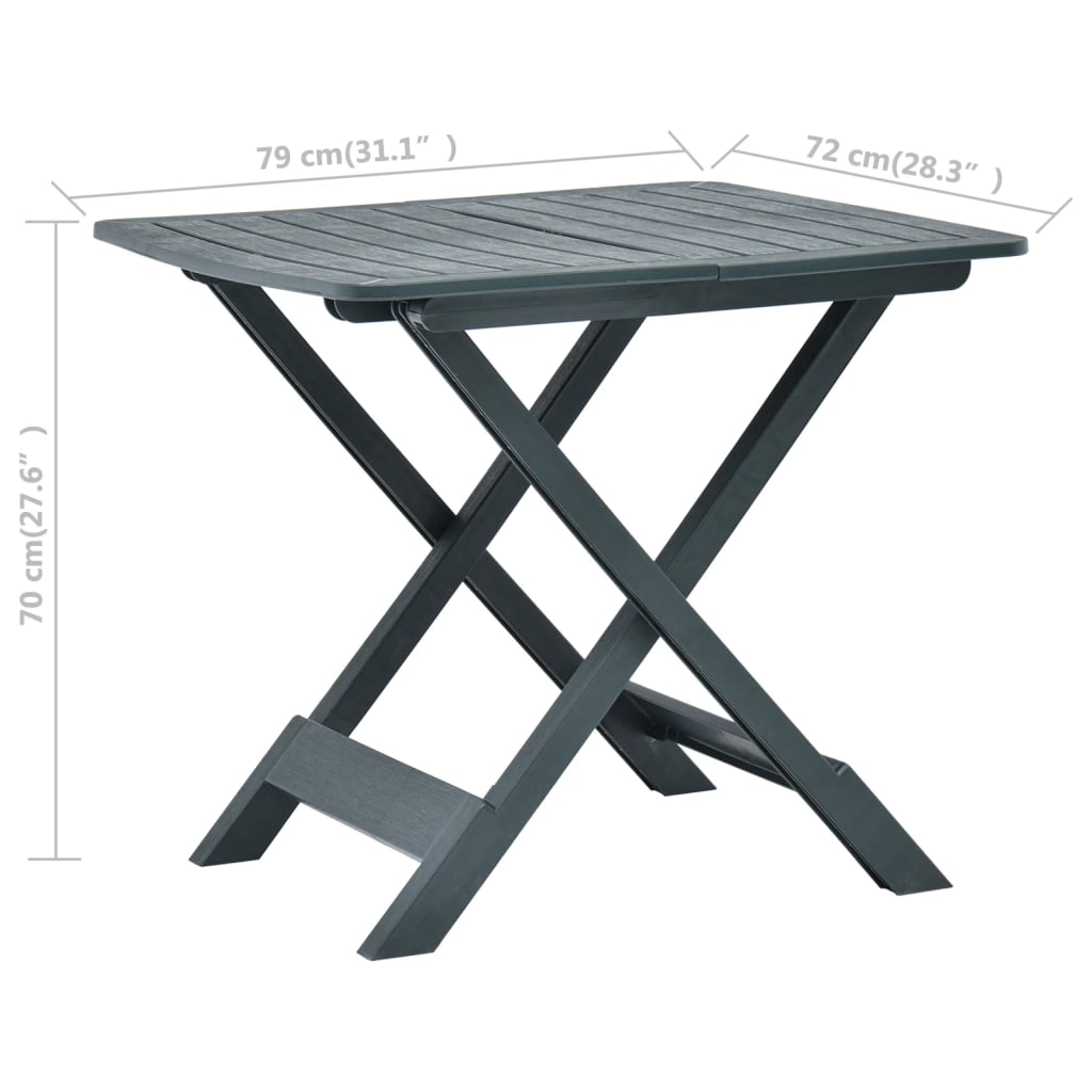 Gartentisch Klappbar Grün 79x72x70 cm Kunststoff