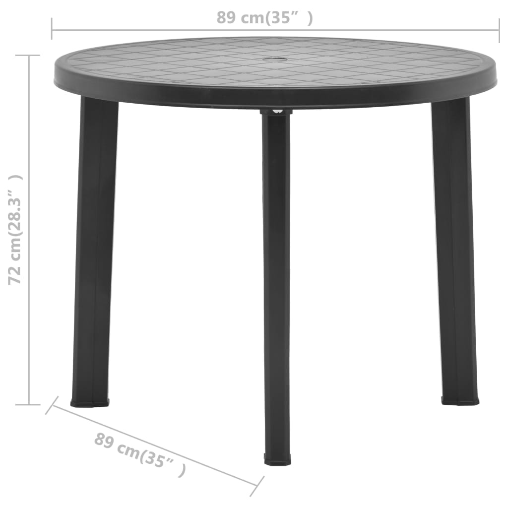 Gartentisch Anthrazit 89 cm Kunststoff