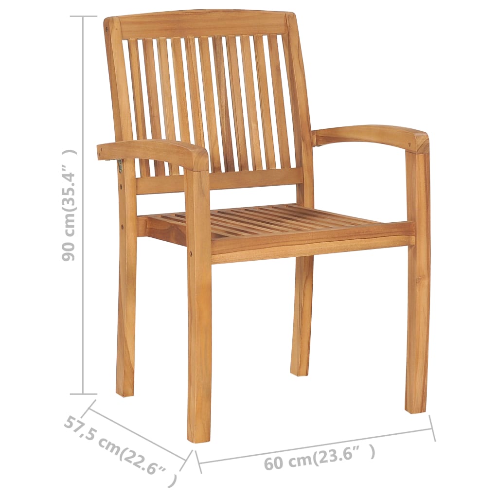 Garten-Essstühle 2 Stk. Stapelbar Teak Massivholz