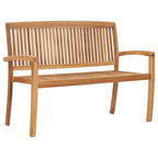 Gartenbank 2-Sitzer Stapelbar 120 cm Massivholz Teak