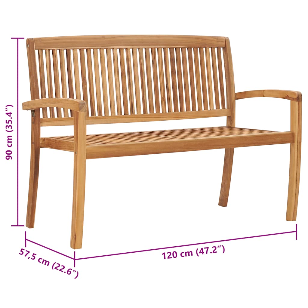Gartenbank 2-Sitzer Stapelbar 120 cm Massivholz Teak