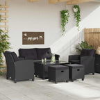 6-tlg. Garten-Sofagarnitur mit Auflagen Poly Rattan Schwarz