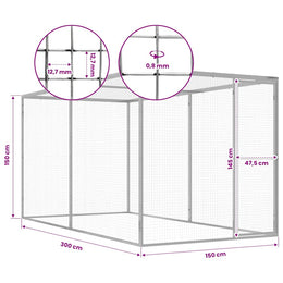 vidaXL Katzenkäfig 3x1,5x1,5 m Verzinkter Stahl