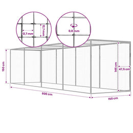 vidaXL Katzenkäfig 6x1,5x1,5 m Verzinkter Stahl