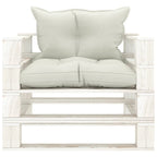 Garten-Palettensofa mit Kissen in Beige Holz