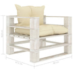 Garten-Palettensofa mit Kissen in Creme Holz