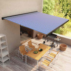 Motorisierte Kassetten-Markise 350x250 cm Blau und Weiß