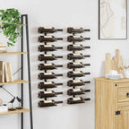 Wand-Weinregale für 18 Flaschen 2 Stk. Schwarz Eisen