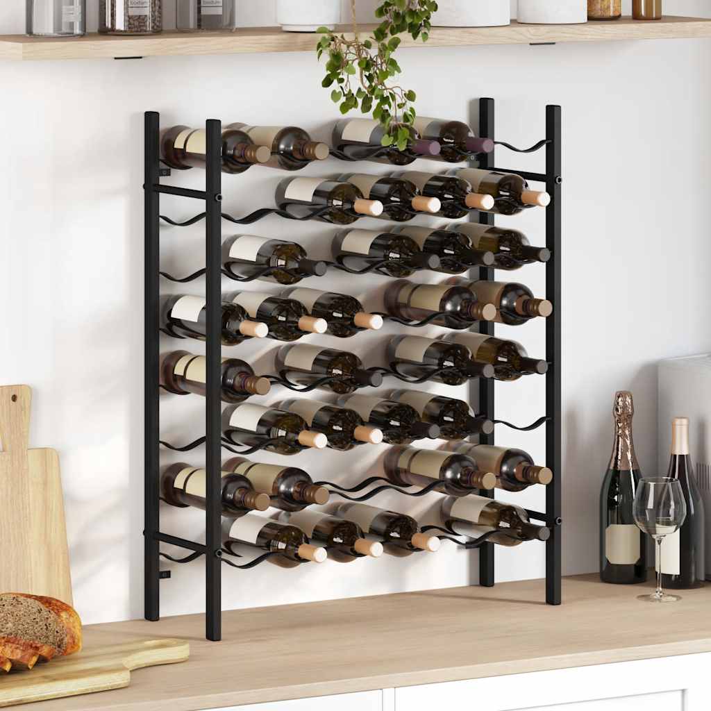Weinregal für 48 Flaschen Schwarz Metall