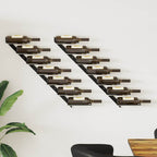 Wand-Weinregale für 14 Flaschen 2 Stk. Schwarz Metall