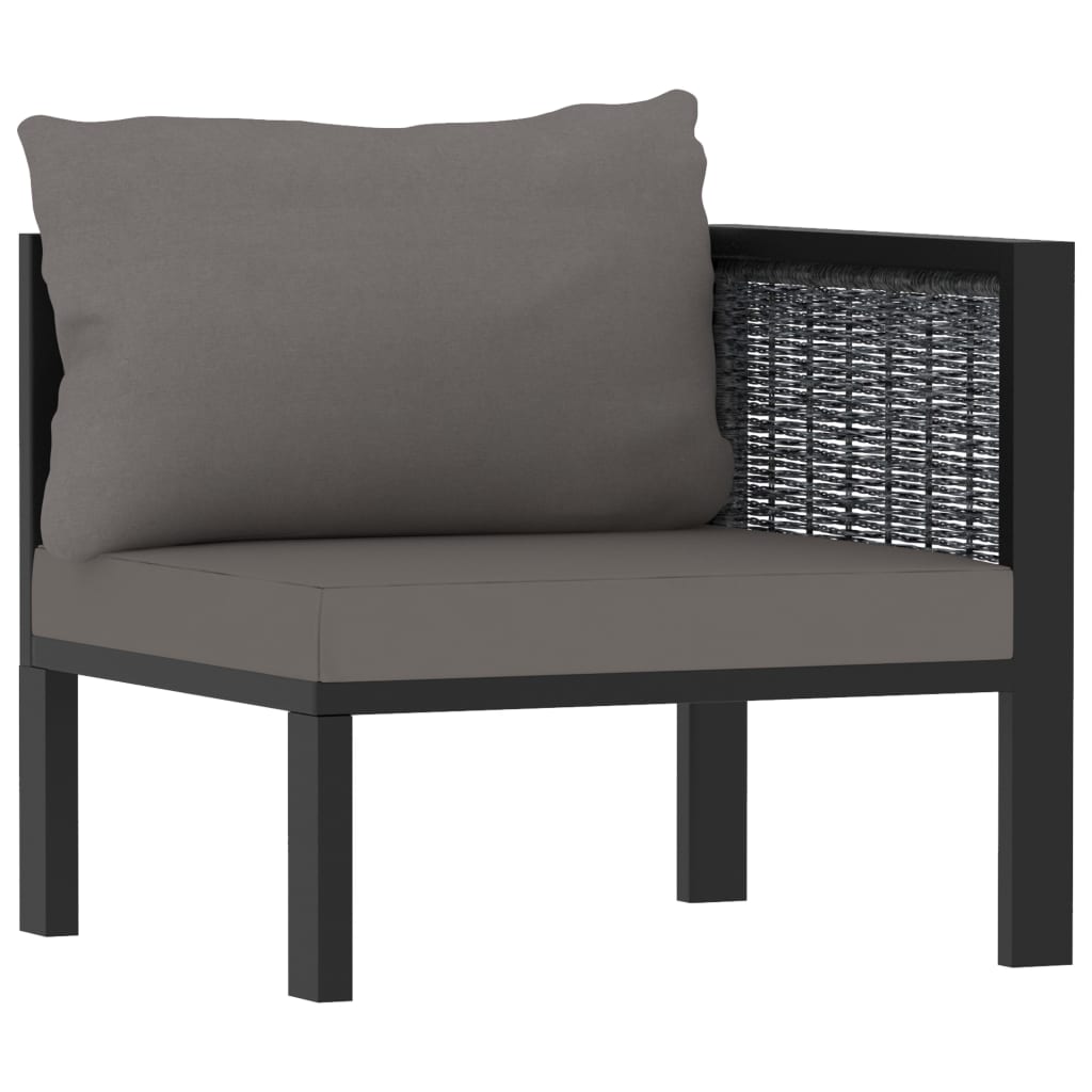 9-tlg. Garten-Lounge-Set mit Auflagen Poly Rattan Anthrazit