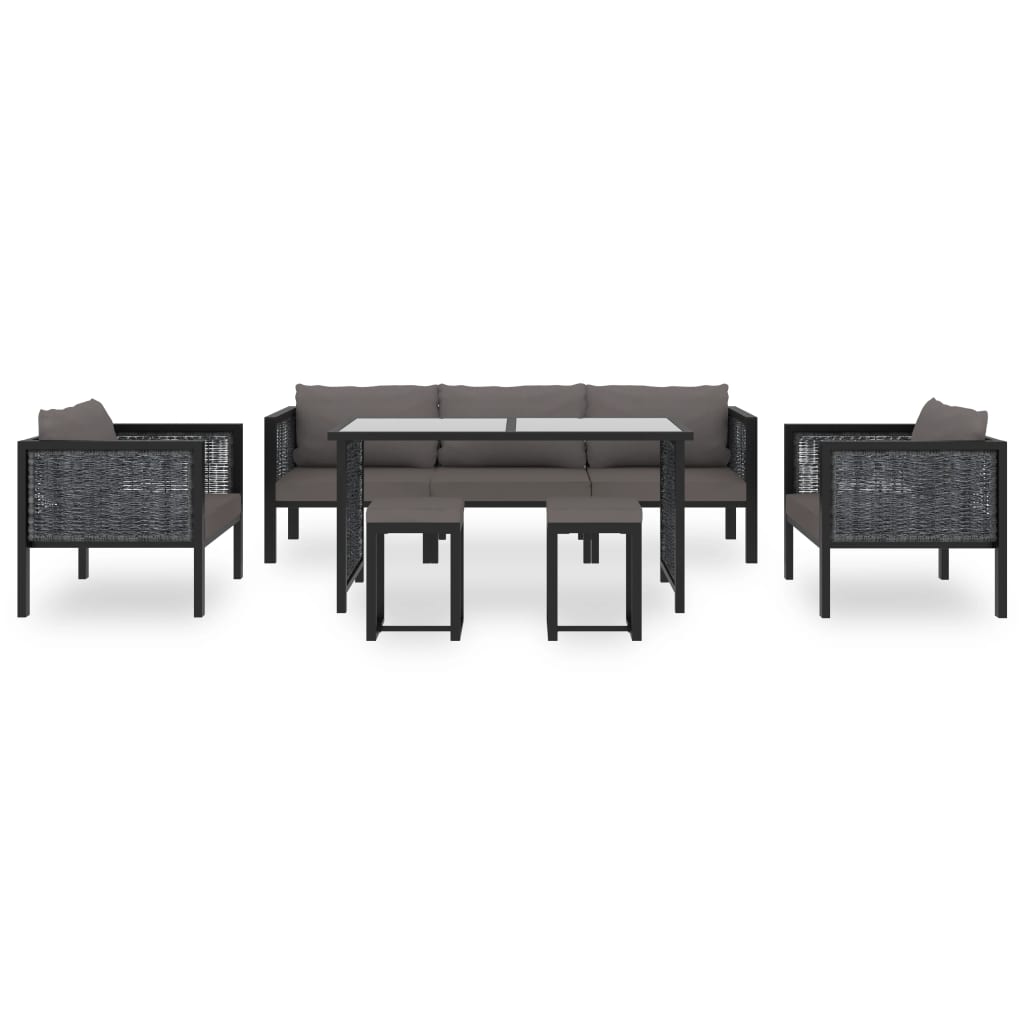 8-tlg. Garten-Lounge-Set mit Auflagen Poly Rattan Anthrazit