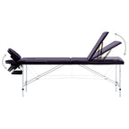 Massageliege Klappbar 3-Zonen mit Aluminiumgestell Lila