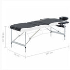 Massageliege Klappbar 3-Zonen Aluminiumgestell Schwarz und Weiß