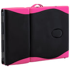 Massageliege Klappbar 4-Zonen Aluminiumgestell Schwarz und Rosa