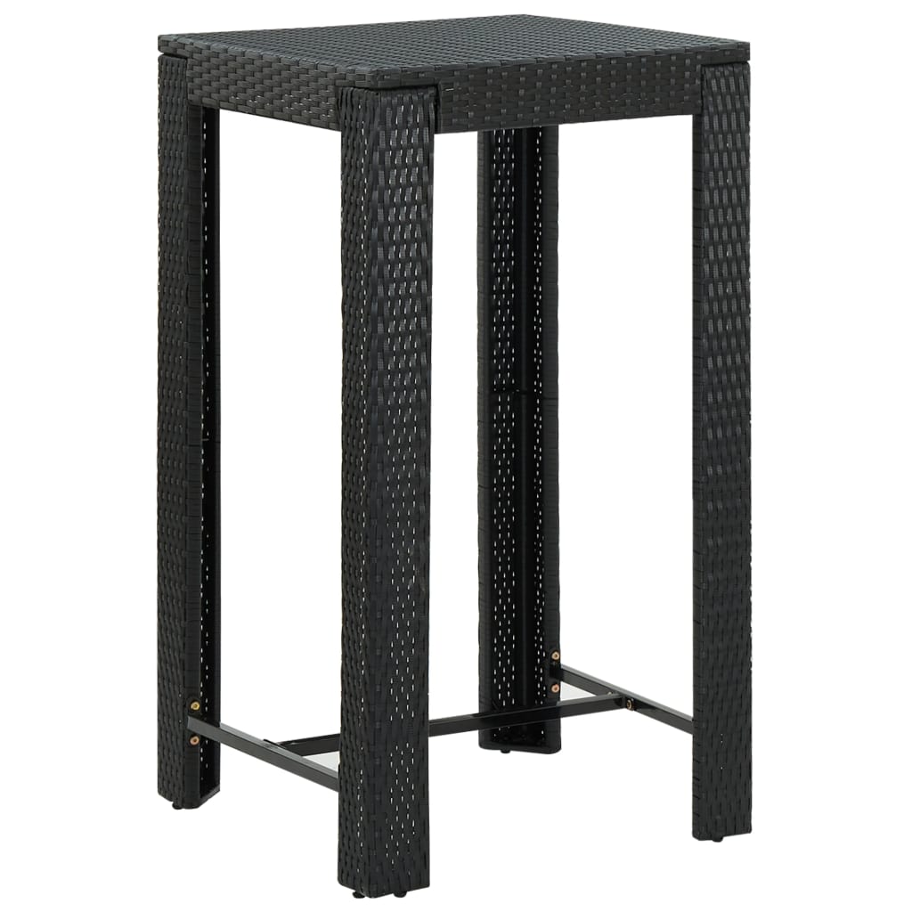 Garten-Bartisch Schwarz 60,5x60,5x110,5 cm Poly Rattan