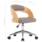 Drehbarer Bürostuhl Taupe Bugholz und Stoff