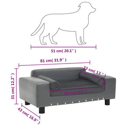 vidaXL Hundesofa Grau 81x43x31 cm Plüsch und Kunstleder