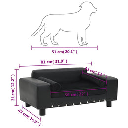 vidaXL Hundesofa Schwarz 81x43x31 cm Plüsch und Kunstleder