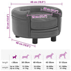 Hundesofa Grau 48x48x32 cm Plüsch und Kunstleder