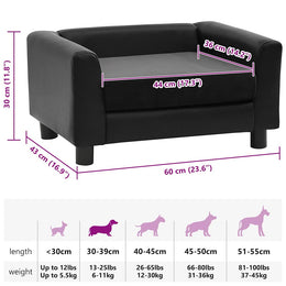 vidaXL Hundesofa Schwarz 60x43x30 cm Plüsch und Kunstleder