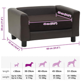 vidaXL Hundesofa Braun 60x43x30 cm Plüsch und Kunstleder