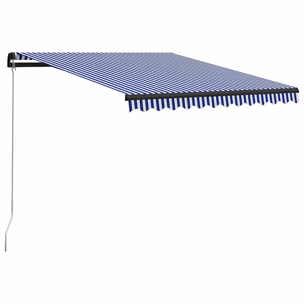 Einziehbare Markise Handbetrieben 350 x 250 cm Blau und Weiß