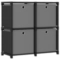 Würfelregal mit 4 Boxen Schwarz 69x30x72,5 cm Stoff
