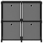 Würfelregal mit 4 Boxen Schwarz 69x30x72,5 cm Stoff