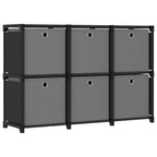 Würfelregal mit 6 Boxen Schwarz 103x30x72,5 cm Stoff