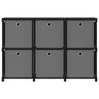 Würfelregal mit 6 Boxen Schwarz 103x30x72,5 cm Stoff