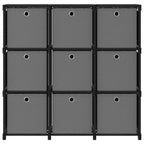 Würfelregal mit 9 Boxen Schwarz 103x30x107,5 cm Stoff
