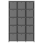 Würfelregal mit 15 Boxen Grau 103x30x175,5 cm Stoff