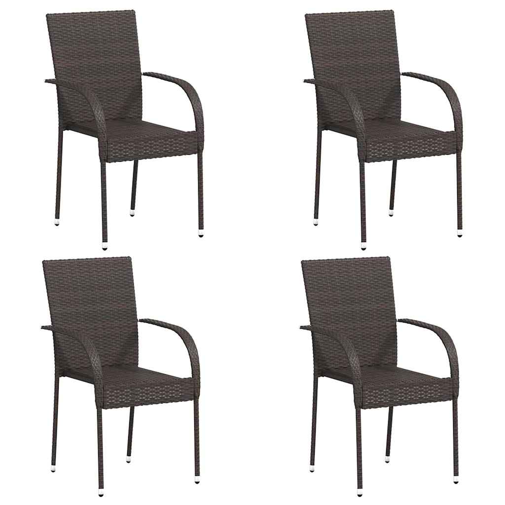Stapelbare Gartenstühle 4 Stk. Poly Rattan Braun