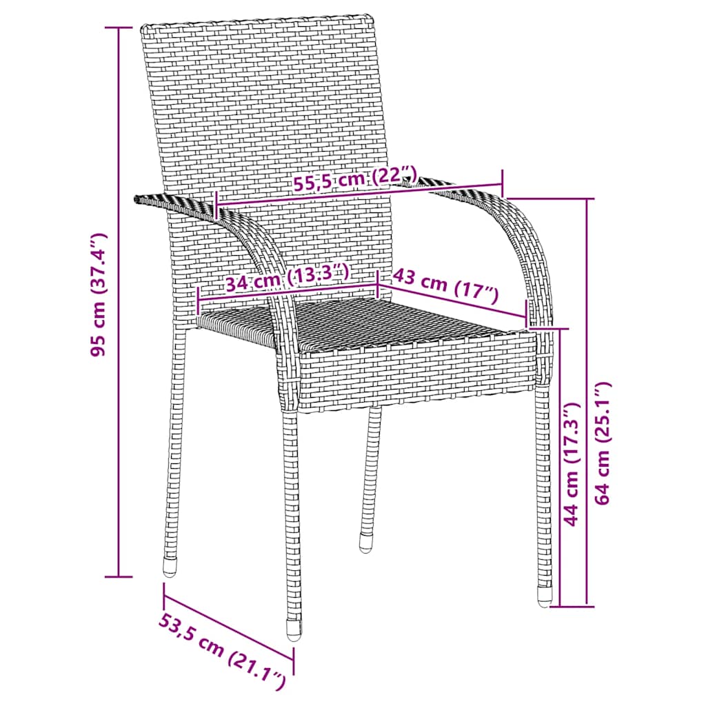 Stapelbare Gartenstühle 6 Stk. Poly Rattan Braun