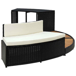 vidaXL Whirlpool-Umrandung Schwarz Poly Rattan & Massivholz Akazie