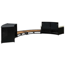 vidaXL Whirlpool-Umrandung Schwarz Poly Rattan & Massivholz Akazie