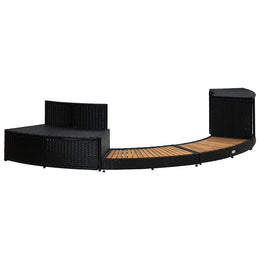 vidaXL Whirlpool-Umrandung Schwarz Poly Rattan & Massivholz Akazie
