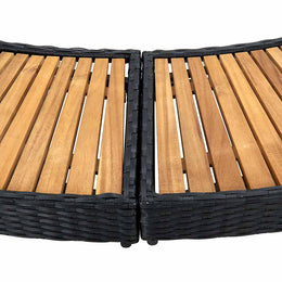 vidaXL Whirlpool-Umrandung Schwarz Poly Rattan & Massivholz Akazie