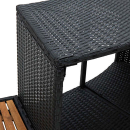 vidaXL Whirlpool-Umrandung Schwarz Poly Rattan & Massivholz Akazie