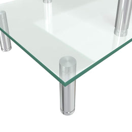 Monitorerhöhung 2-stufig aus Glas und Edelstahl - Transparent