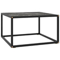 Couchtisch Schwarz mit Schwarzem Glas in Marmor-Optik 60x60x35
