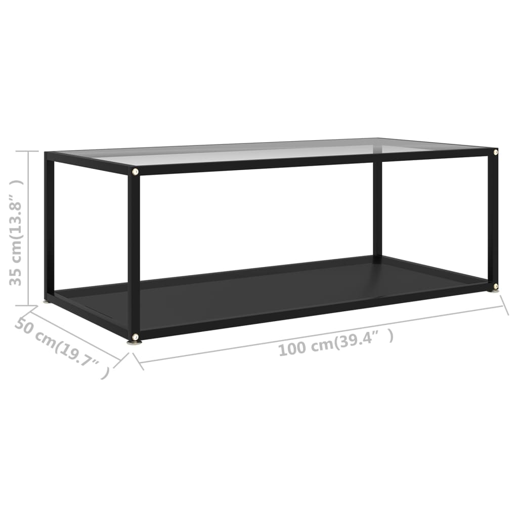 Couchtisch Transparent und Schwarz 100x50x35 cm Hartglas
