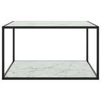 Couchtisch Schwarz mit Weißem Glas Marmor-Optik 90x90x50 cm