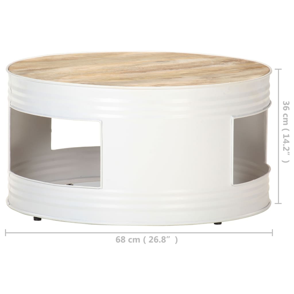 Couchtisch Weiß 68x68x36 cm Massivholz Mango